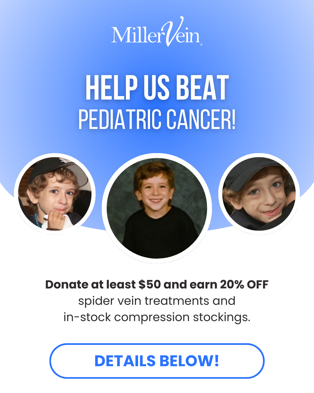 Donate & Earn 20% OFF Spider Vein Treatments & Compression Socks | Matthew Bittker Fundraiser & Sale Image